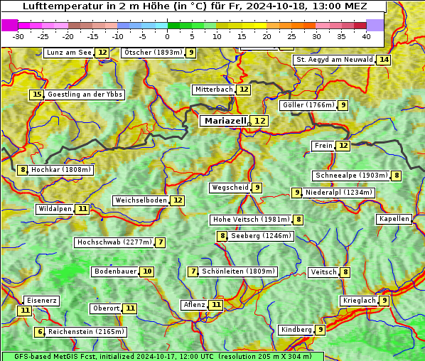 Temperatur, 18. 10. 2024