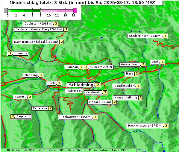 Niederschlag, 17. 8. 2025