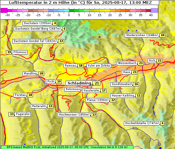 Temperatur, 17. 8. 2025