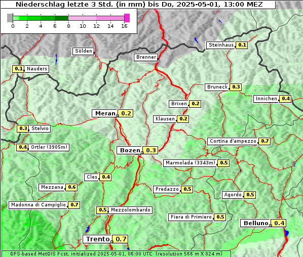 Niederschlag, 1. 5. 2025