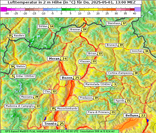 Temperatur, 1. 5. 2025