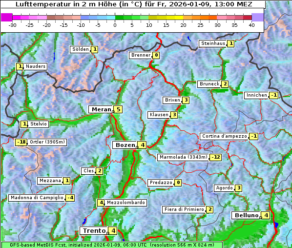 Temperatur, 9. 1. 2026