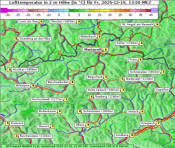Temperatur, 19. 12. 2025