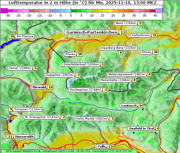 Temperatur, 10. 11. 2025