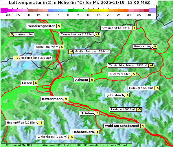 Temperatur, 19. 11. 2025