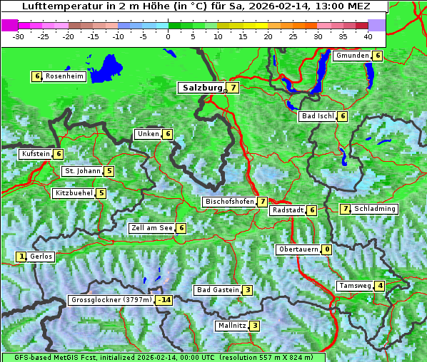 Temperatur, 14. 2. 2026