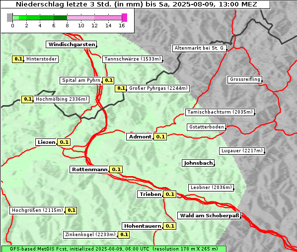 Niederschlag, 9. 8. 2025