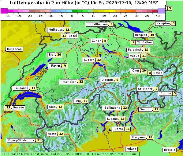 Temperatur, 19. 12. 2025
