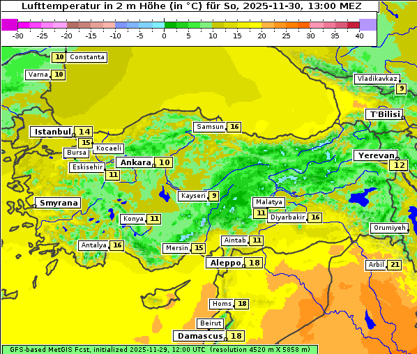Temperatur, 30. 11. 2025