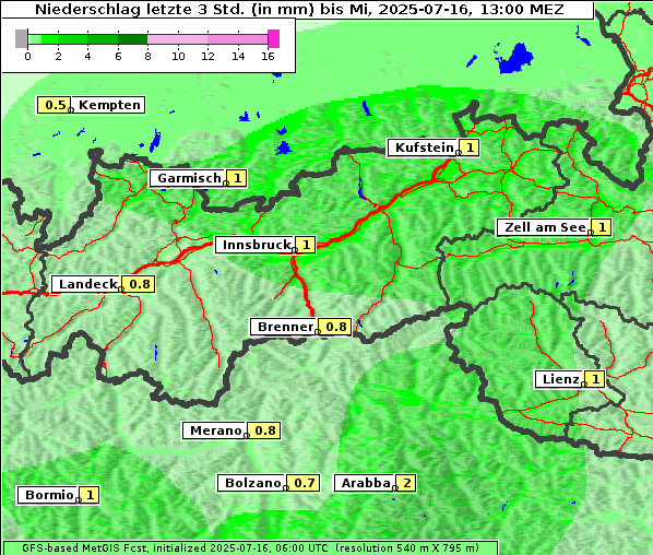 Niederschlag, 16. 7. 2025