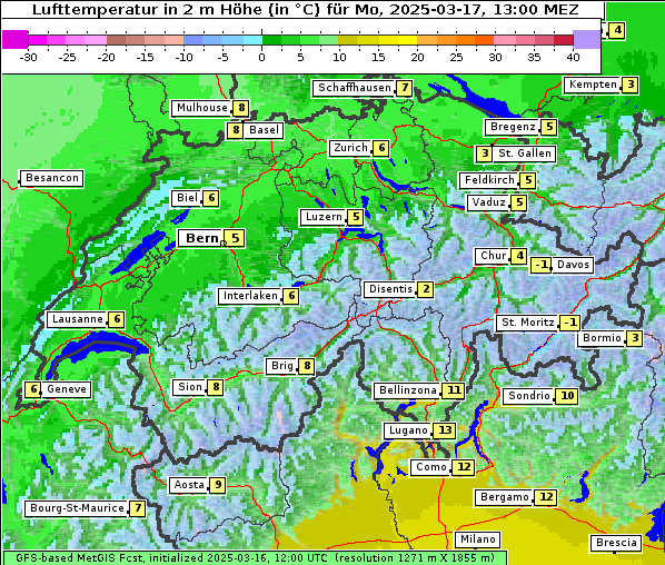 Temperatur, 17. 3. 2025