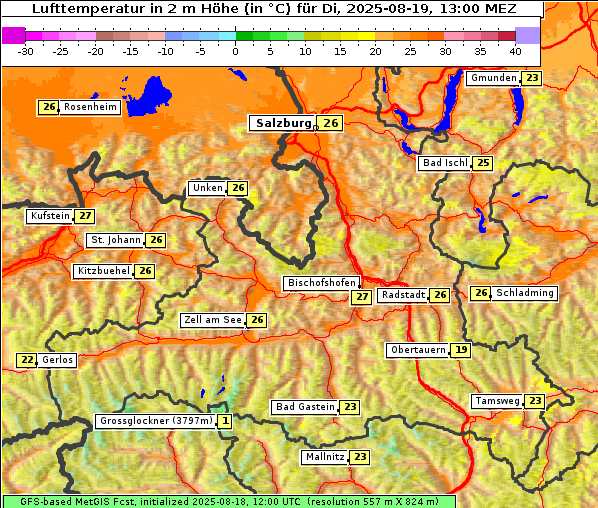 Temperatur, 19. 8. 2025