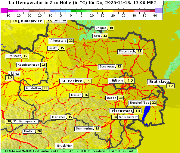 Temperatur, 13. 11. 2025