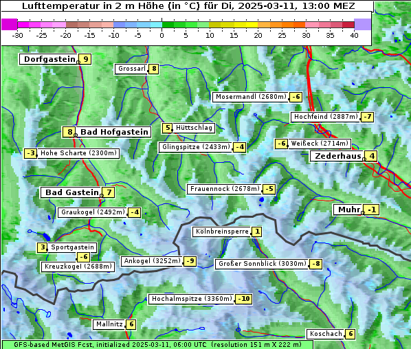 Temperatur, 11. 3. 2025