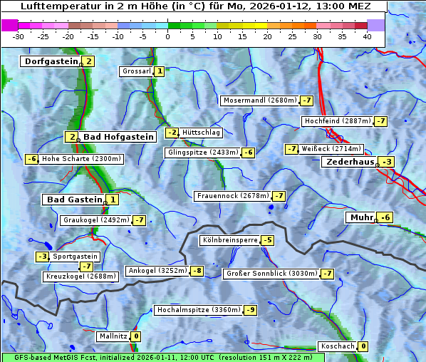Temperatur, 12. 1. 2026