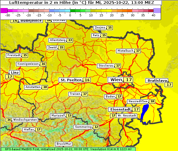 Temperatur, 22. 10. 2025