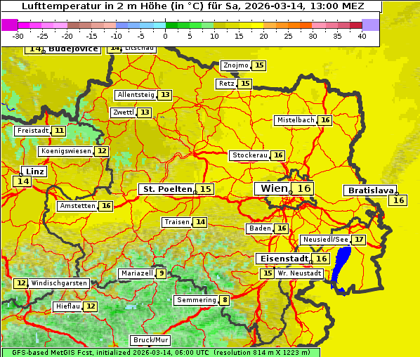 Temperatur, 14. 3. 2026