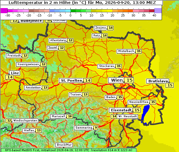 Temperatur, 20. 4. 2026
