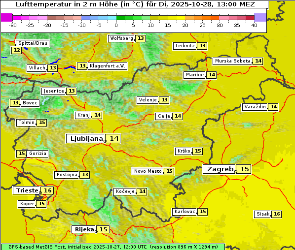 Temperatur, 28. 10. 2025