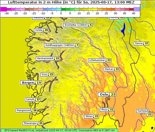 Temperatur, 17. 8. 2025