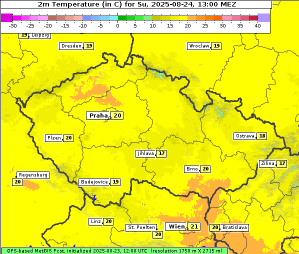 Temperatur, 24. 8. 2025