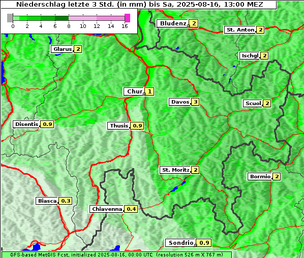 Niederschlag, 16. 8. 2025