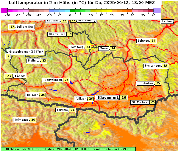 Temperatur, 12. 6. 2025