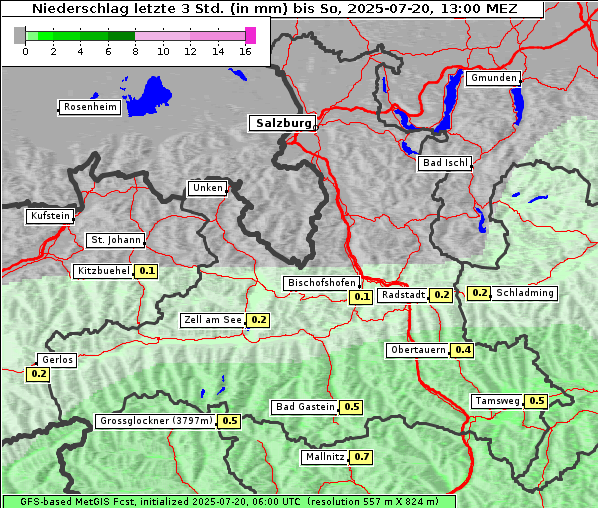 Niederschlag, 20. 7. 2025