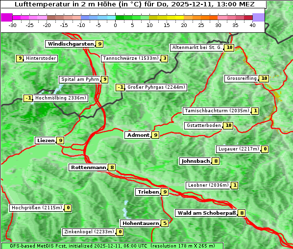Temperatur, 11. 12. 2025