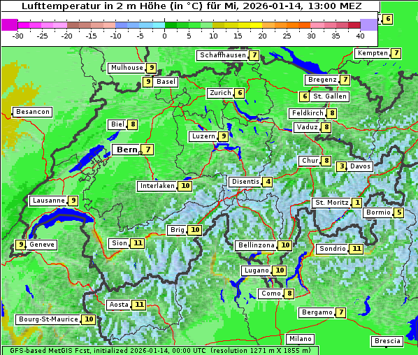 Temperatur, 14. 1. 2026