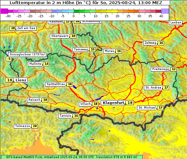 Temperatur, 24. 8. 2025