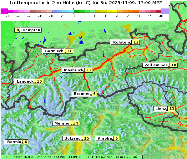 Temperatur, 9. 11. 2025