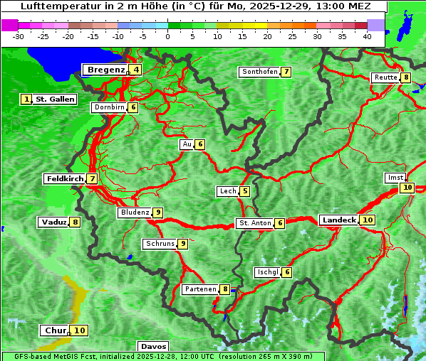 Temperatur, 29. 12. 2025