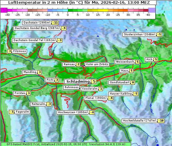 Temperatur, 16. 2. 2026