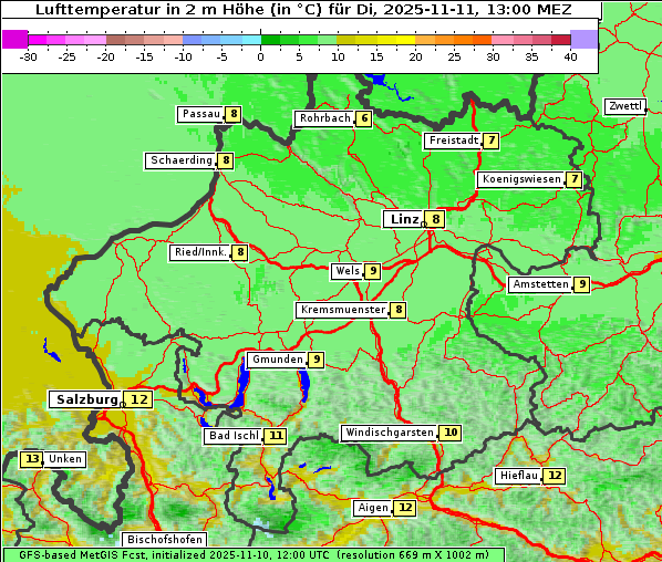 Temperatur, 11. 11. 2025