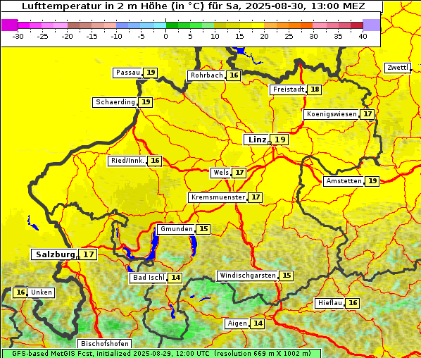 Temperatur, 30. 8. 2025