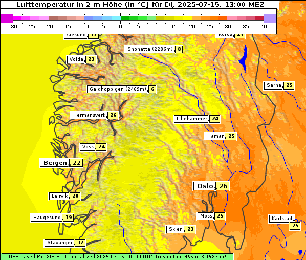 Temperatur, 15. 7. 2025