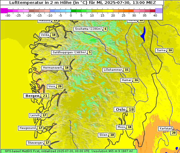 Temperatur, 30. 7. 2025