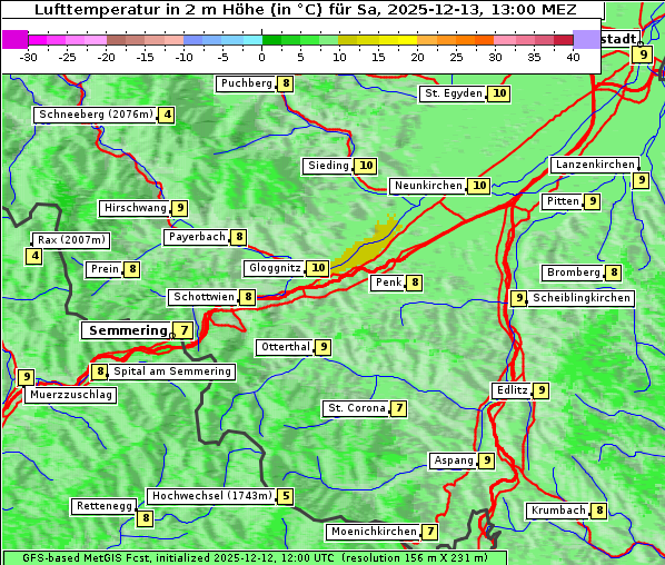 Temperatur, 13. 12. 2025