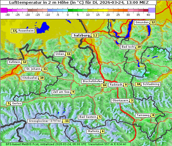 Temperatur, 24. 3. 2026