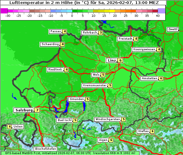 Temperatur, 7. 2. 2026