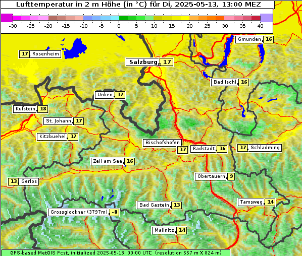 Temperatur, 13. 5. 2025