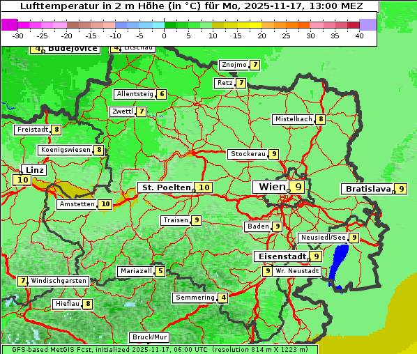 Temperatur, 17. 11. 2025
