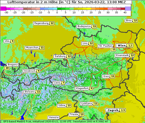 Temperatur, 22. 3. 2026
