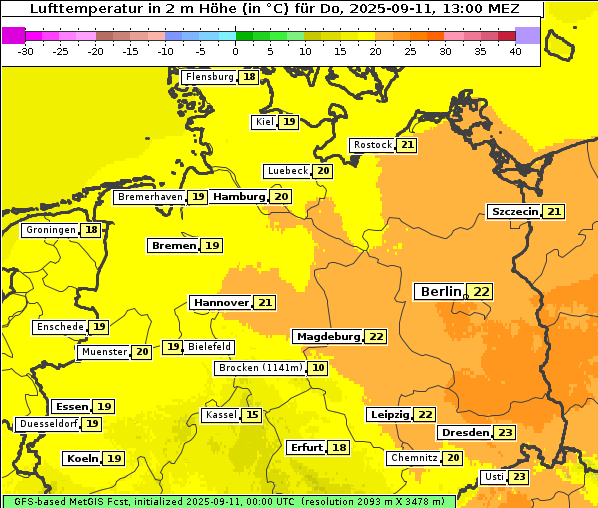 Temperatur, 11. 9. 2025