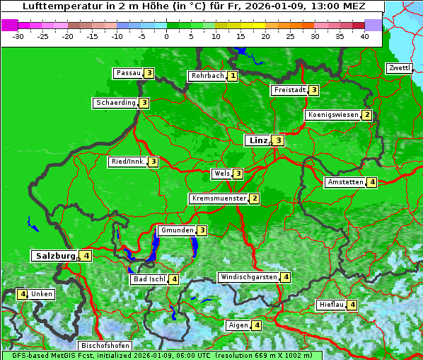 Temperatur, 9. 1. 2026