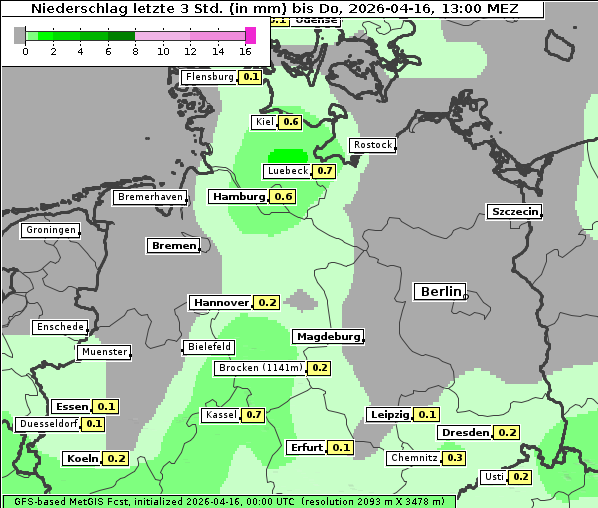 Niederschlag, 16. 4. 2026