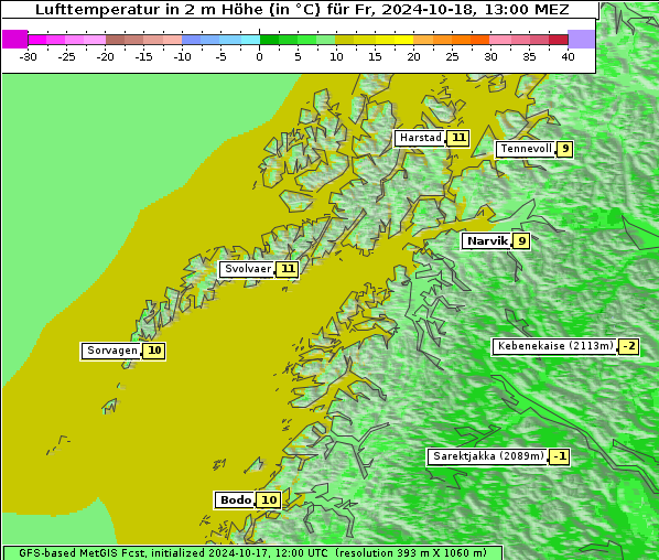 Temperatur, 18. 10. 2024