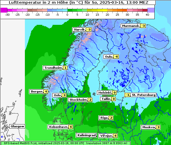 Temperatur, 16. 3. 2025