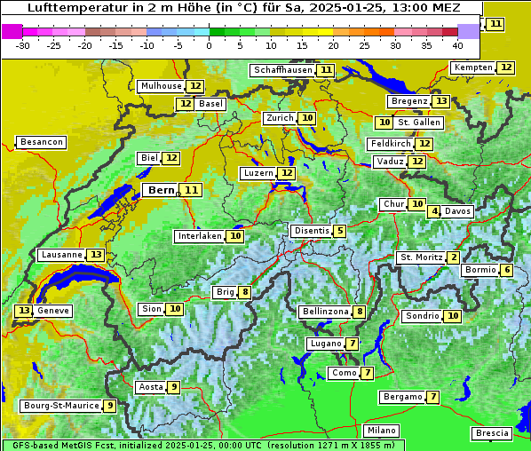 Temperatur, 25. 1. 2025